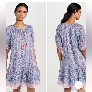 Bell Cotton and Silk Flounce Dress, size Medium